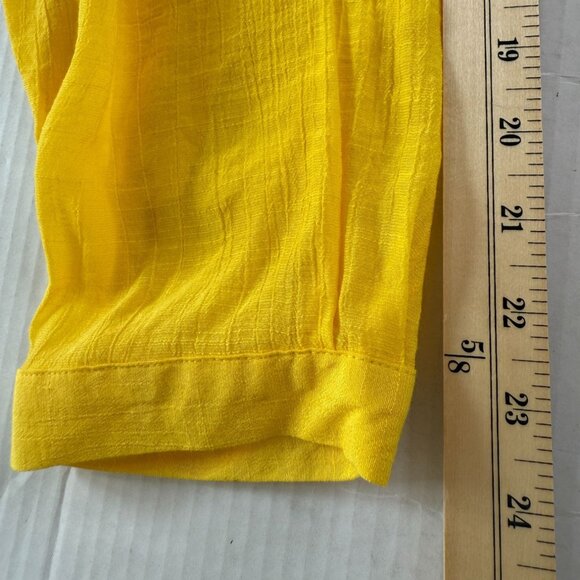 Zac & Rachel Woman Yellow Button-Down Blouse 3X with Roll-Tab Sleeves Gauze Boho - Picture 8 of 10
